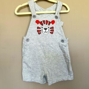 Little Me short overalls, stripes, adjustable, 6 mos